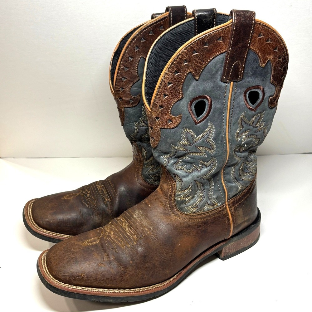 Laredo‎ Ross 7948 Men's 10.5 D Western Boots Broad Square Toe Leather Work Ranch